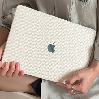 White Woven Leather Macbook Case Cover