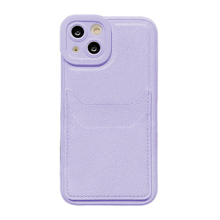 Purple Simple Solid Color Leather Phone Case With Card Holder