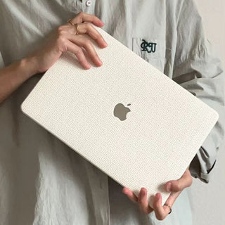 White Woven Leather Macbook Case Cover