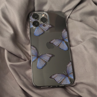 Blue Butterfly Clear Silicone Phone Case