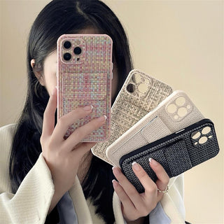 Knitted Pattern Phone Case With Card Holder