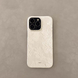 3D Carving Flowers White IPhone Case