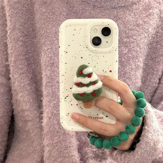 Cute Phone Case With Fluffy Phone Holder And Wrist Chain