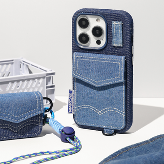 Goofy Denim Fabrics Phone Case With Card Holder And Strap