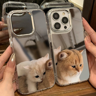 Cute Cats Mirror Phone Case Couple Case