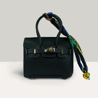 Black Mini Leather Airpods Case Handbag style