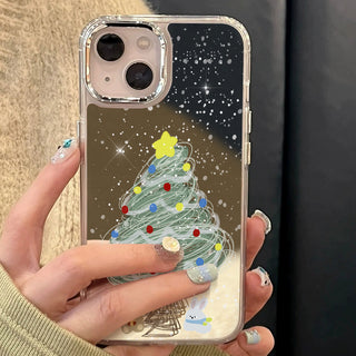 Green Christmas Trees Mirror Silicone Phone Case