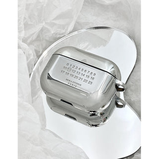 Electroplate Silver Mirror Face Airpods Case With Necklace Chain