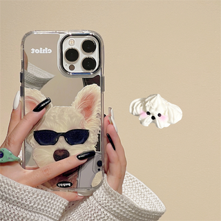 Cute Sunglasses Dog Mirror TPU Phone Case