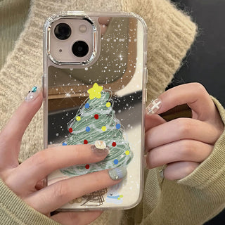 Green Christmas Trees Mirror Silicone Phone Case