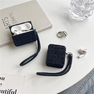 Black Chambray Fabrics Airpods Case