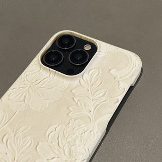 3D Carving Flowers White IPhone Case