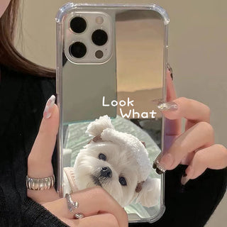 Cute Goofy Dogs Mirror Silicone Phone Case couple case