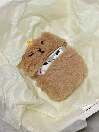 Brown Fluffy Capybara Airpods Case