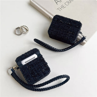 Black Chambray Fabrics Airpods Case