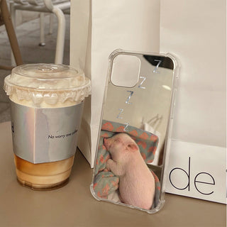 Mirror Goofy Sleeping Pig Acrylic Phone Case