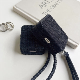 Black Chambray Fabrics Airpods Case