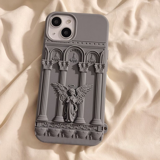 Gray 3D Angel Retro iPhone Case Soft silicone Compatible with iPhone Case