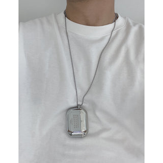 Electroplate Silver Mirror Face Airpods Case With Necklace Chain