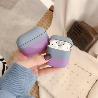 Grey And Purple Solid Gradient Silicone Airpods case