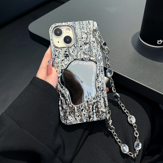 3D Stone Grain Series Phone Case With Mirror and Chain