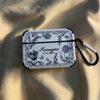 White Vintage flowers Leather Airpods Case