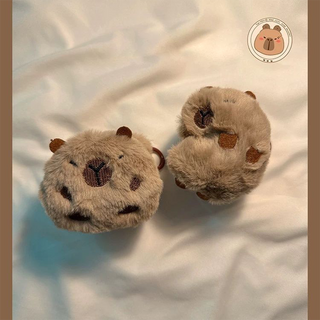 Brown Capybara Fluffy Airpods Case