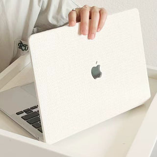 White Woven Leather Macbook Case Cover