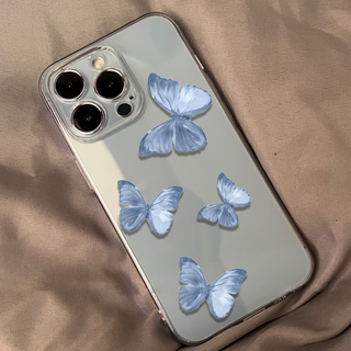 Blue Butterfly Clear Silicone Phone Case