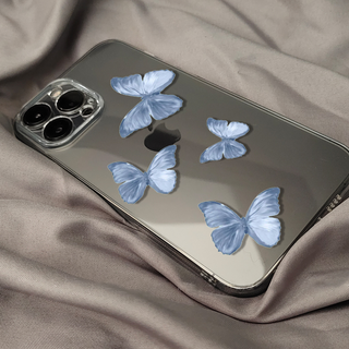 Blue Butterfly Clear Silicone Phone Case