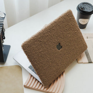 Brown fluffy Macbook Case Cover